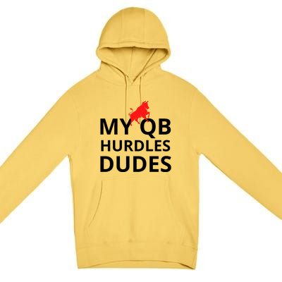 My Qb Hurdles Dudes Funny Premium Pullover Hoodie