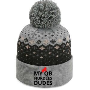 My Qb Hurdles Dudes Funny The Baniff Cuffed Pom Beanie