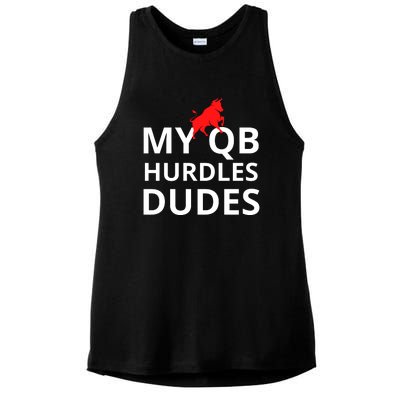 My Qb Hurdles Dudes Funny Ladies PosiCharge Tri-Blend Wicking Tank