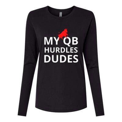 My Qb Hurdles Dudes Funny Womens Cotton Relaxed Long Sleeve T-Shirt