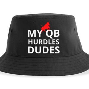 My Qb Hurdles Dudes Funny Sustainable Bucket Hat