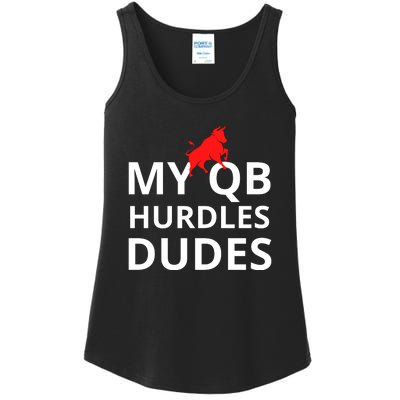 My Qb Hurdles Dudes Funny Ladies Essential Tank