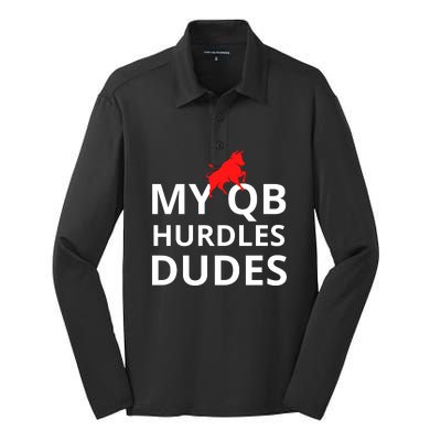 My Qb Hurdles Dudes Funny Silk Touch Performance Long Sleeve Polo