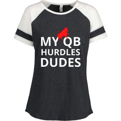 My Qb Hurdles Dudes Funny Enza Ladies Jersey Colorblock Tee