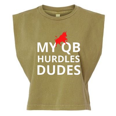 My Qb Hurdles Dudes Funny Garment-Dyed Women's Muscle Tee