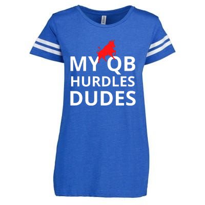 My Qb Hurdles Dudes Funny Enza Ladies Jersey Football T-Shirt