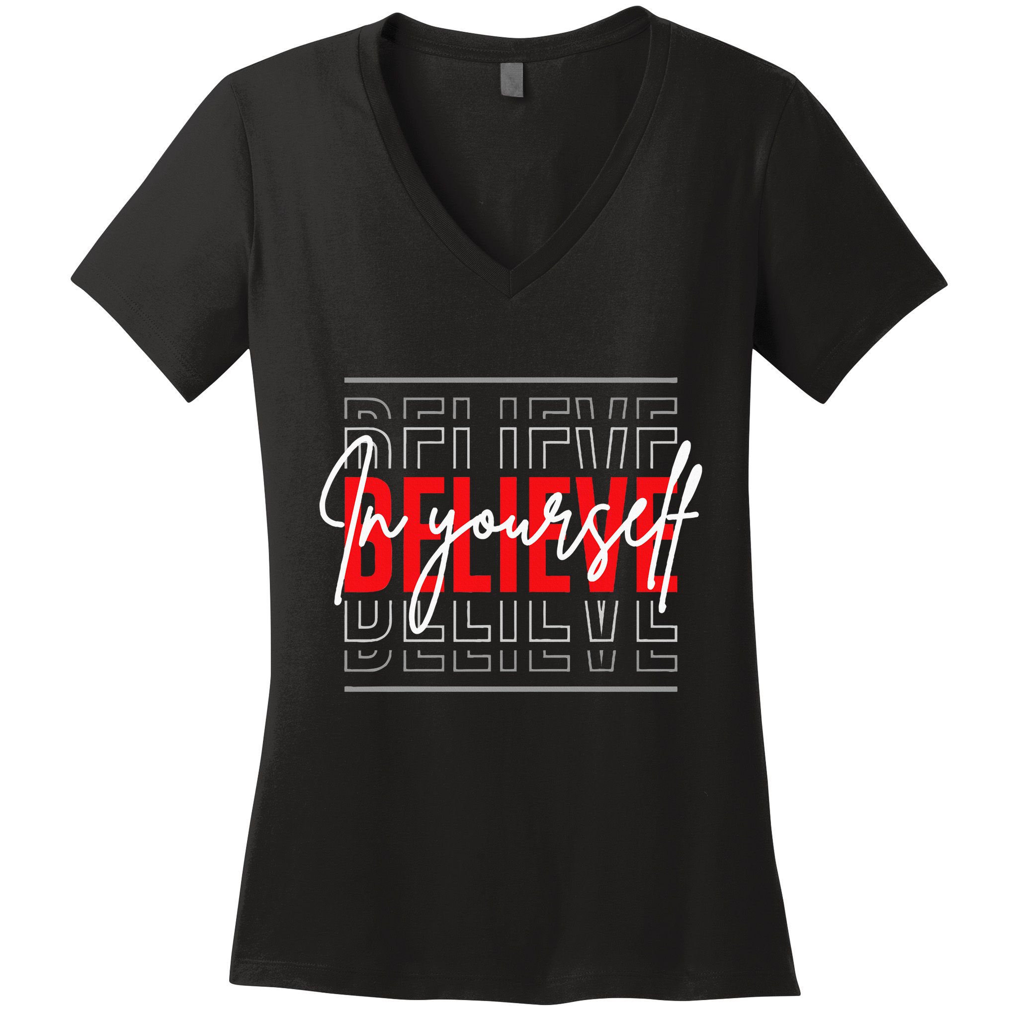Motivational Quote Inspiration Positive Saying Life Slogan Women's V-Neck T-Shirt