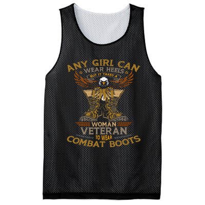 Military Quote It Takes A Women Veteran To Wear Combat Boots Mesh Reversible Basketball Jersey Tank