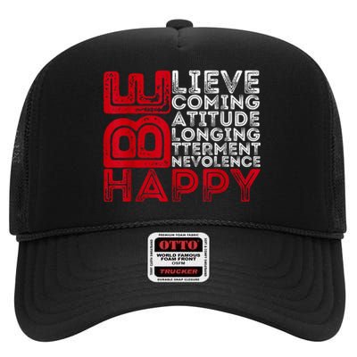 Motivational Quote Inspiration Positive Saying Life Slogan High Crown Mesh Back Trucker Hat