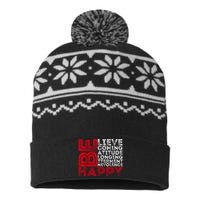 Motivational Quote Inspiration Positive Saying Life Slogan USA-Made Snowflake Beanie