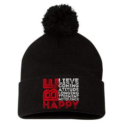 Motivational Quote Inspiration Positive Saying Life Slogan Pom Pom 12in Knit Beanie