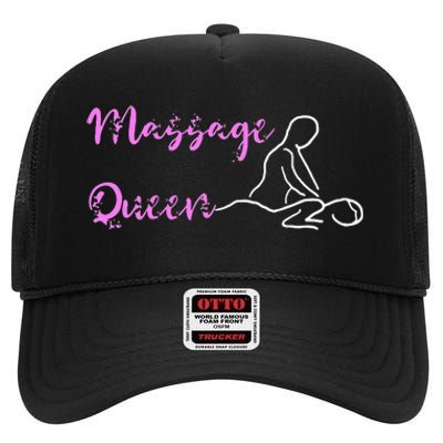 Massage Queen Masseuse Spa Reflexologist Massage Therapist High Crown Mesh Back Trucker Hat