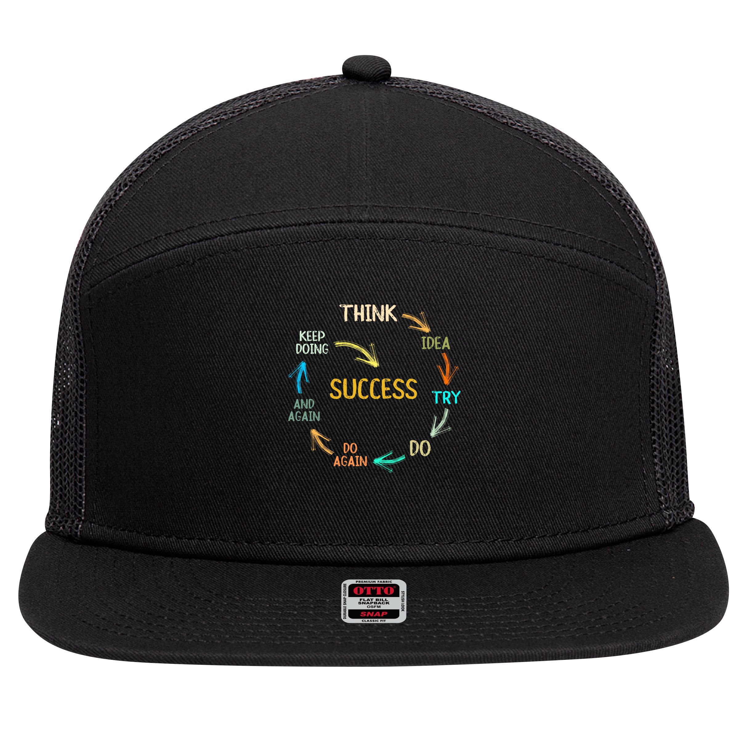 motivational quote motivation success inspiration mindset 7 Panel Mesh Trucker Snapback Hat