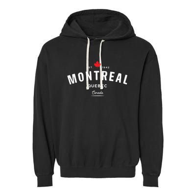 Montreal Quebec QC Vintage Retro Canada Maple Leaf Garment-Dyed Fleece Hoodie