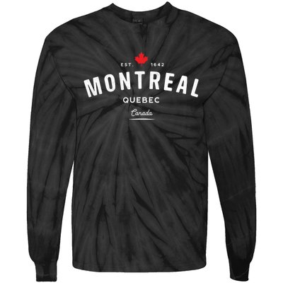 Montreal Quebec QC Vintage Retro Canada Maple Leaf Tie-Dye Long Sleeve Shirt