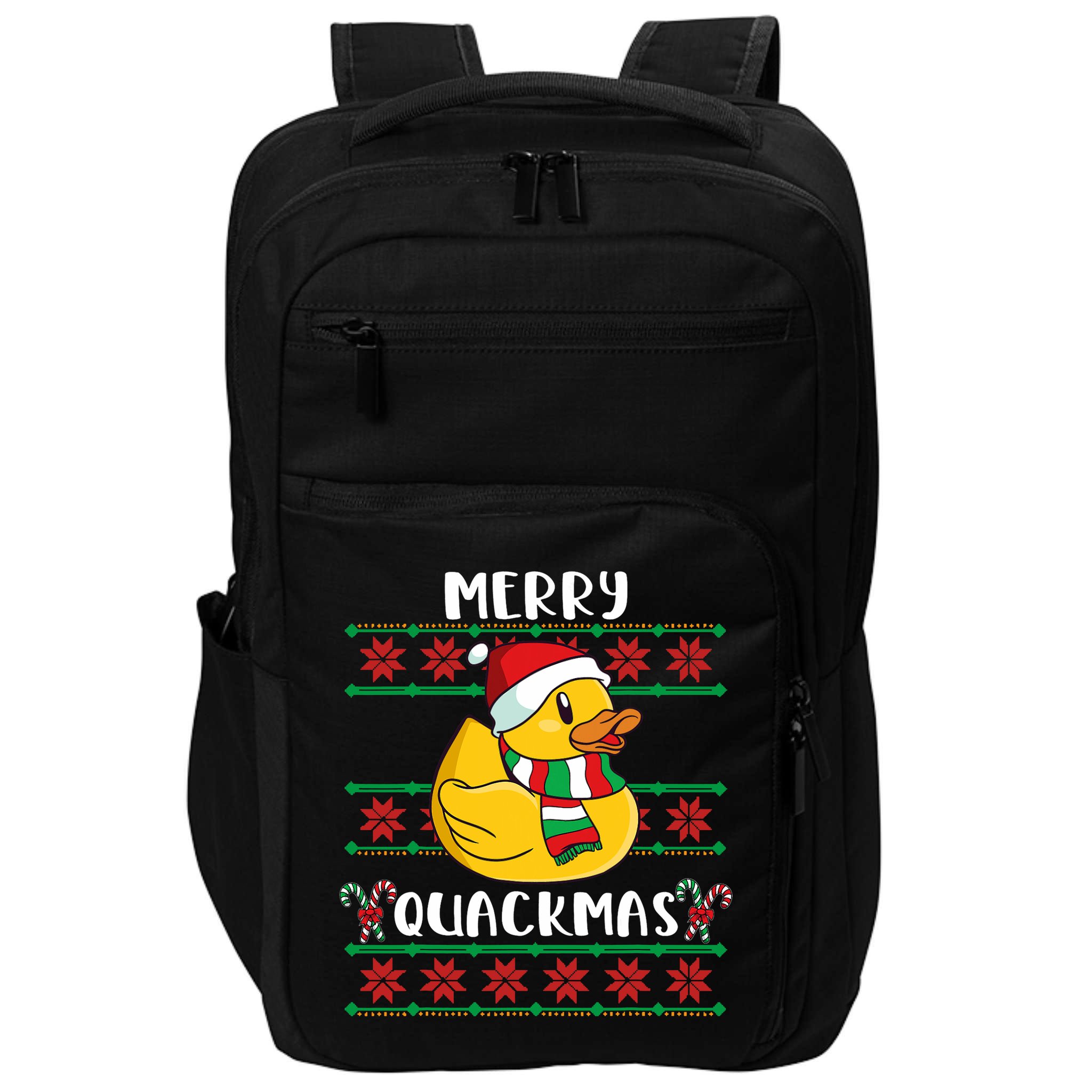 Merry Quackmas Rubber Duck Christmas Impact Tech Backpack