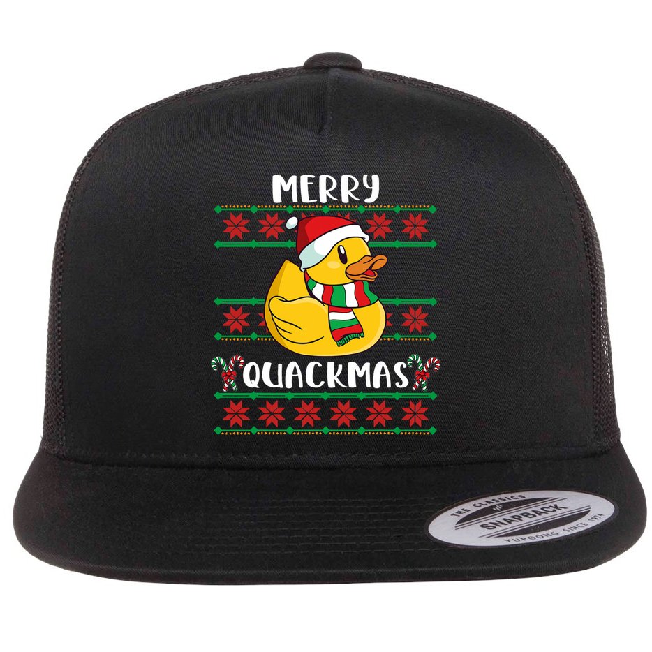 Merry Quackmas Rubber Duck Christmas Flat Bill Trucker Hat