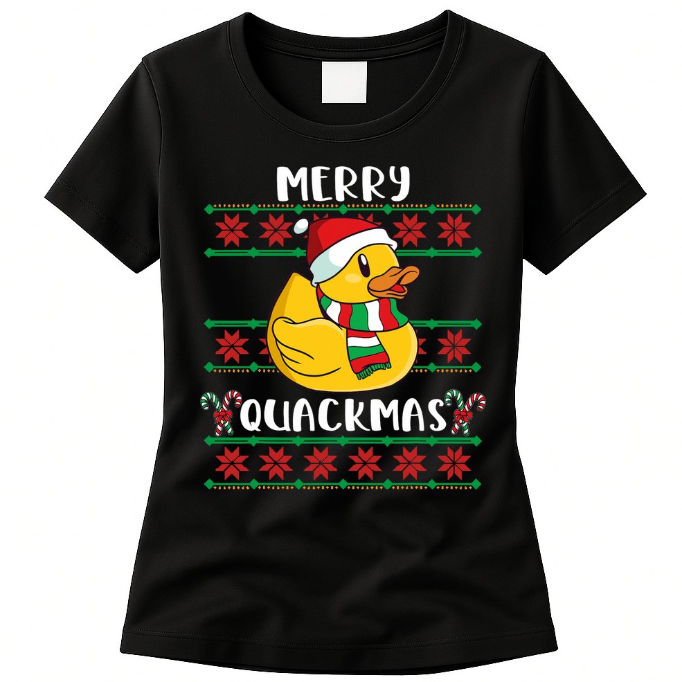 Merry Quackmas Rubber Duck Christmas Womens T-Shirt