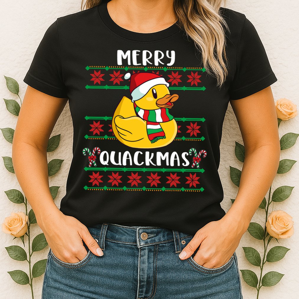 Merry Quackmas Rubber Duck Christmas Womens T-Shirt