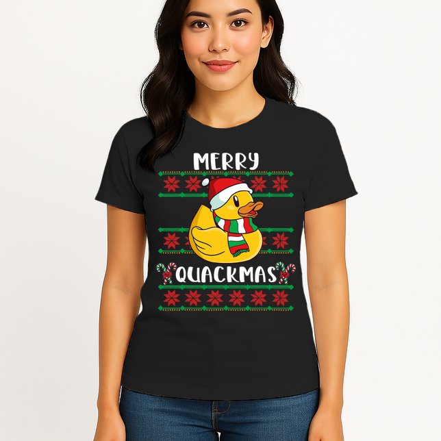 Merry Quackmas Rubber Duck Christmas Womens T-Shirt