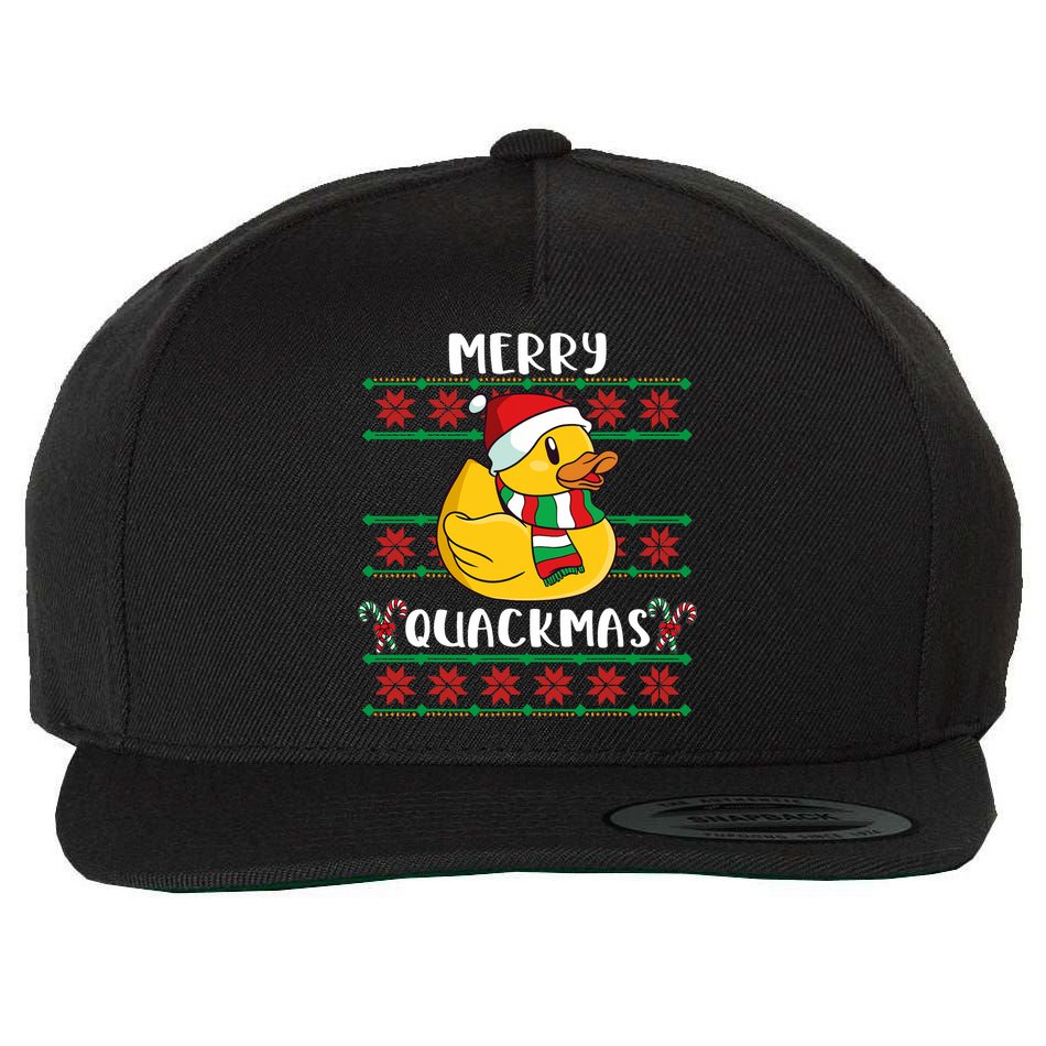 Merry Quackmas Rubber Duck Christmas Wool Snapback Cap