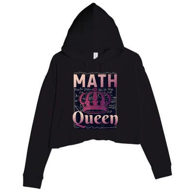 Math Queen School University Algebra Funny Mathematics Crop Fleece Hoodie