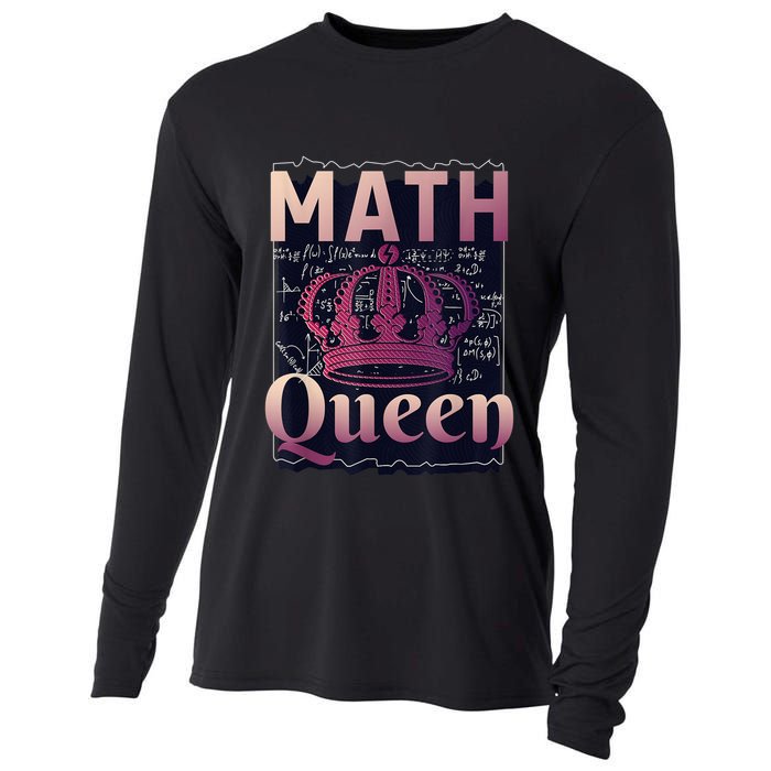 Math Queen School University Algebra Funny Mathematics Cooling Performance Long Sleeve Crew