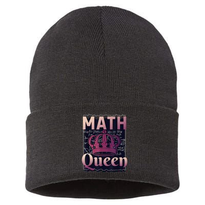 Math Queen School University Algebra Funny Mathematics Sustainable Knit Beanie