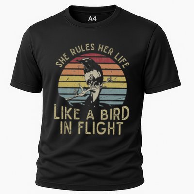 Motivational Quote She Rules Her Life Like A Bird In Flight Cooling Performance Crew T-Shirt