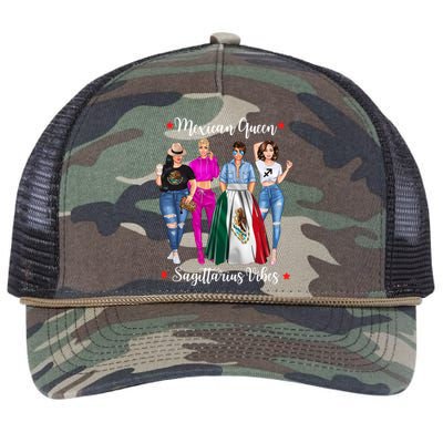 Mexican Queen Sagittarius Vibes Mexico Zodiac Astrology Gift Retro Rope Trucker Hat Cap