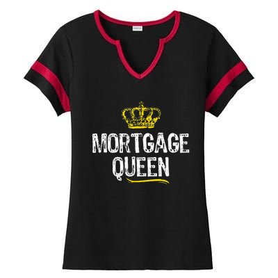 Mortgage Queen Women Broker Funny Cool Cute Gift Ladies Halftime Notch Neck Tee