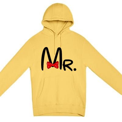 Mr. Bow Tie Cute Matching Couples Premium Pullover Hoodie