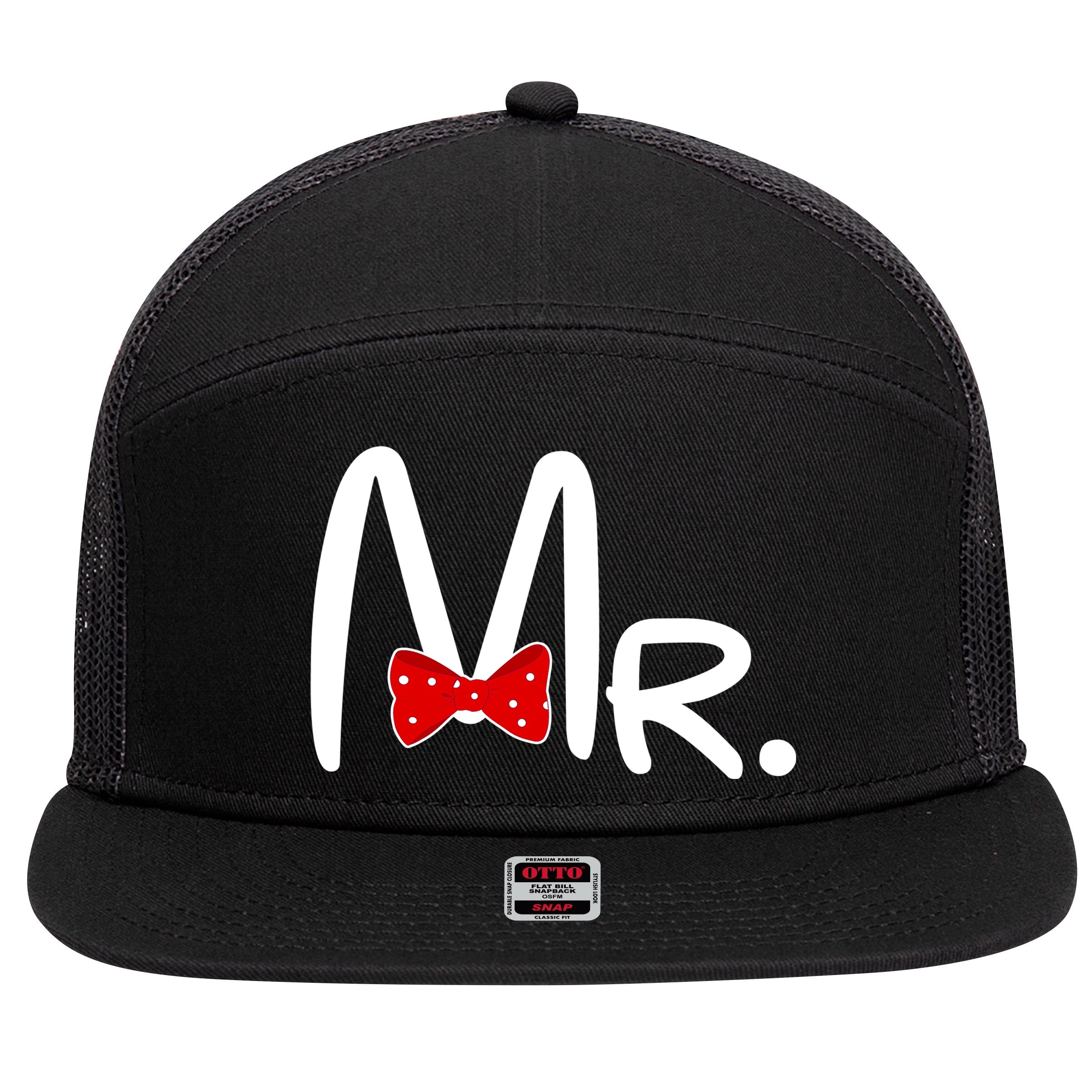 Mr. Bow Tie Cute Matching Couples 7 Panel Mesh Trucker Snapback Hat