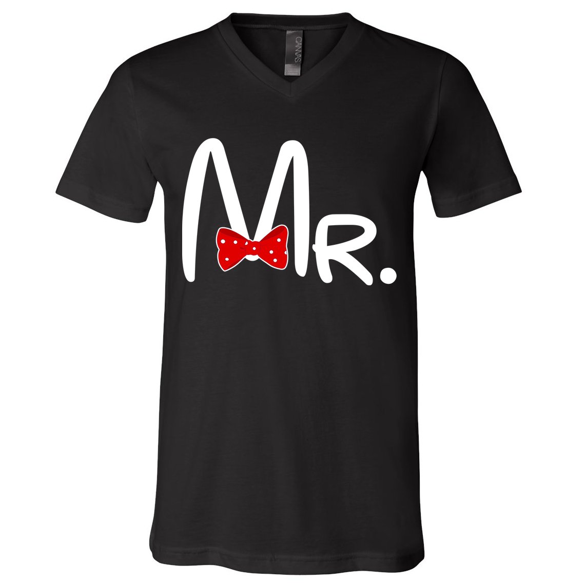 Mr. Bow Tie Cute Matching Couples V-Neck T-Shirt