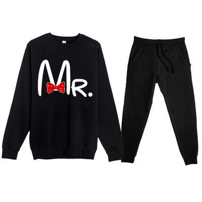 Mr. Bow Tie Cute Matching Couples Premium Crewneck Sweatsuit Set