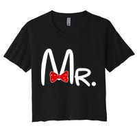 Mr. Bow Tie Cute Matching Couples Women's Crop Top Tee