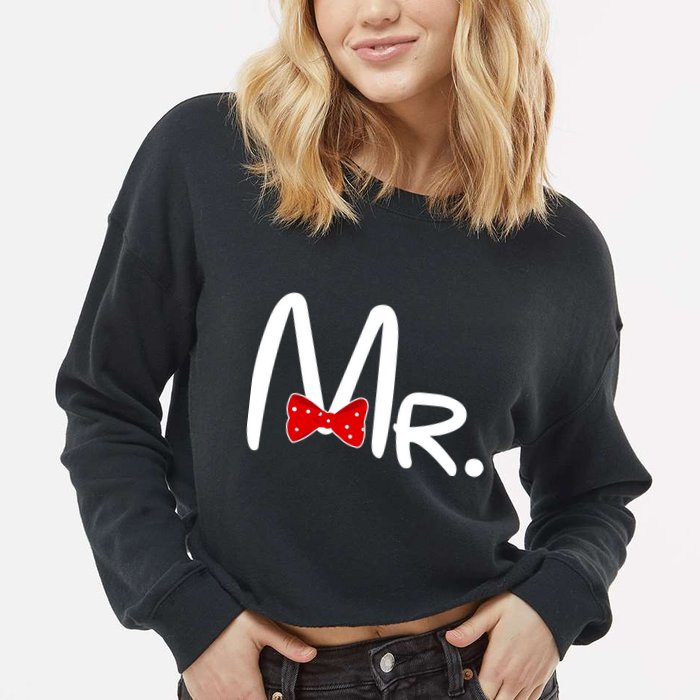 Mr. Bow Tie Cute Matching Couples Cropped Pullover Crew