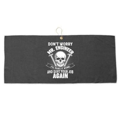 Mr Engineer I'll Make It Work And Save Your Job Large Microfiber Waffle Golf Towel