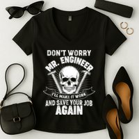 Mr Engineer I'll Make It Work And Save Your Job Women's V-Neck T-Shirt