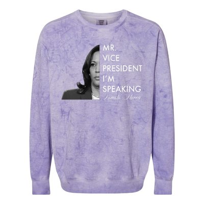 Mr Vice President I'm Speaking Kamala Harris Portrait Colorblast Crewneck Sweatshirt