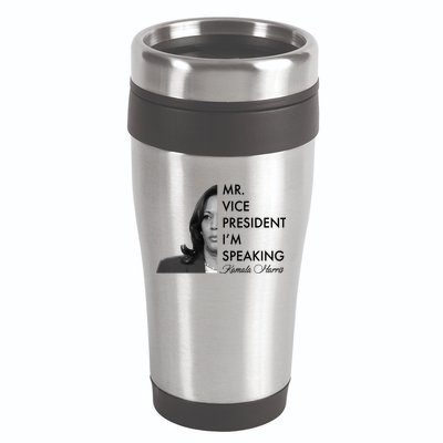 Mr Vice President I'm Speaking Kamala Harris Portrait 16oz Travel Tumbler