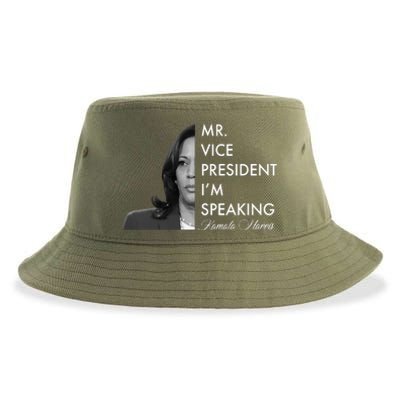 Mr Vice President I'm Speaking Kamala Harris Portrait Sustainable Bucket Hat