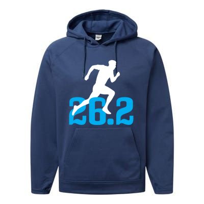 Marathon Running 26 2 Miles Marathon Runner Gift Performance Fleece Hoodie