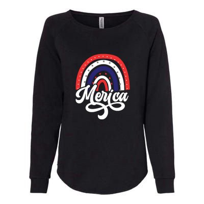 Merica Rainbow 4th Of July Patriotic Funny Womens California Wash Sweatshirt