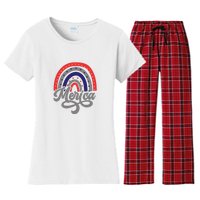 Merica Rainbow 4th Of July Patriotic Funny Women's Flannel Pajama Set