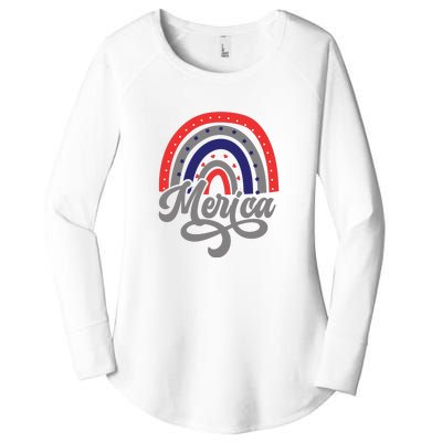 Merica Rainbow 4th Of July Patriotic Funny Women's Perfect Tri Tunic Long Sleeve Shirt