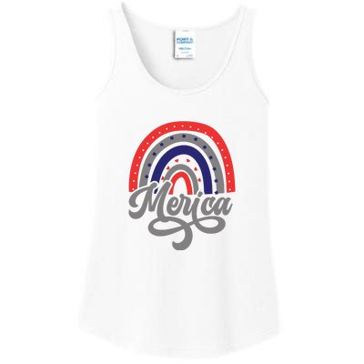 Merica Rainbow 4th Of July Patriotic Funny Ladies Essential Tank