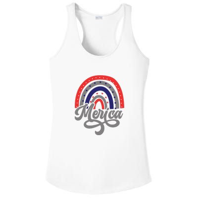 Merica Rainbow 4th Of July Patriotic Funny Ladies PosiCharge Competitor Racerback Tank