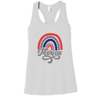 Merica Rainbow 4th Of July Patriotic Funny Women's Racerback Tank