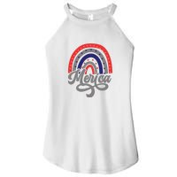 Merica Rainbow 4th Of July Patriotic Funny Women's Perfect Tri Rocker Tank